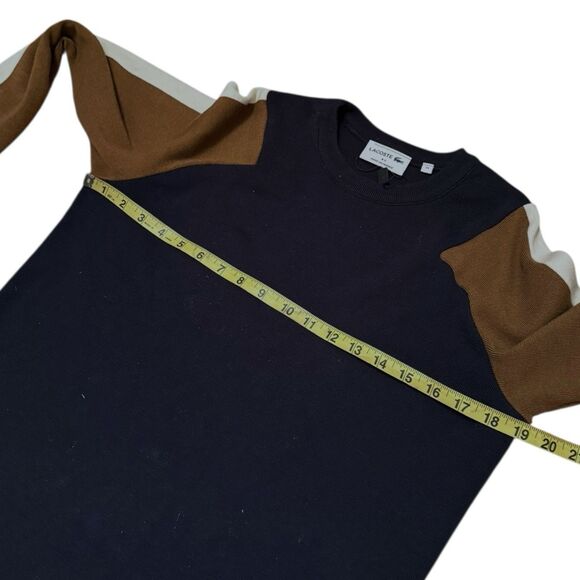 Lacoste Color Block CrewNeck Sweater Blue Brown Pullover Size 38 Wool Blend - Picture 8 of 10